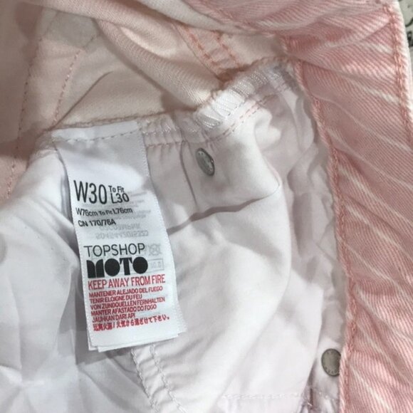 TOPSHOP Pink Stripe Wide Leg Crop Jeans - Picture 6 of 8